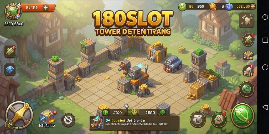 Tampilan gameplay mendebarkan dari 180SLOT yang menunjukkan pertahanan menara.