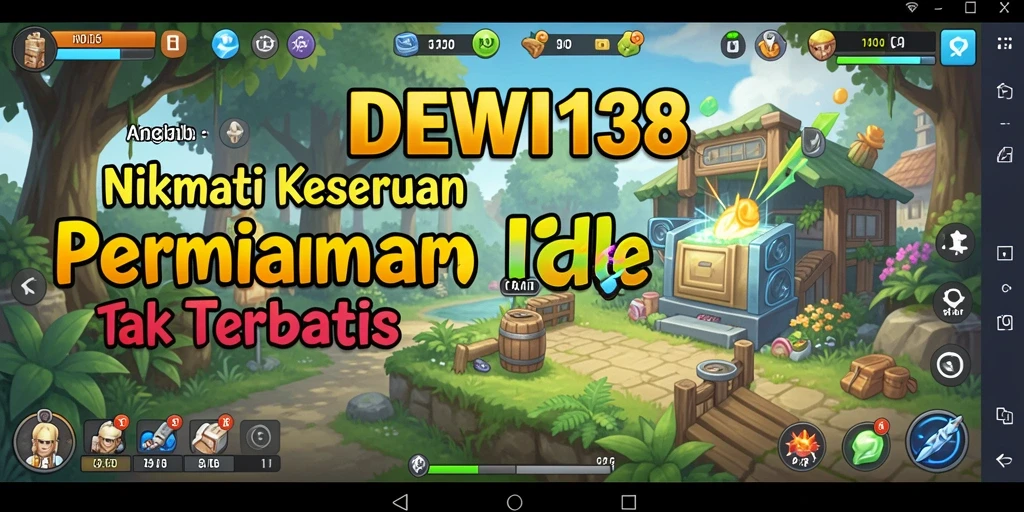 Screenshot gameplay DEWI138 menampilkan karakter lucu dalam mode Idle.