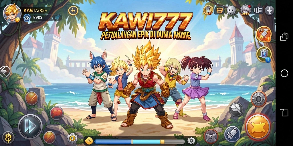 Tampilan permainan KAWI777 dengan karakter anime yang menawan.