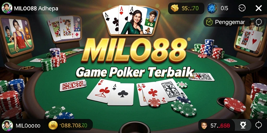 Tampilan screenshot MILO88 menunjukkan gameplay poker yang seru dan interaktif.