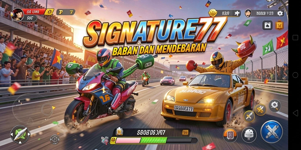Gameplay balapan yang mendebarkan dan seru dalam SIGNATURE77