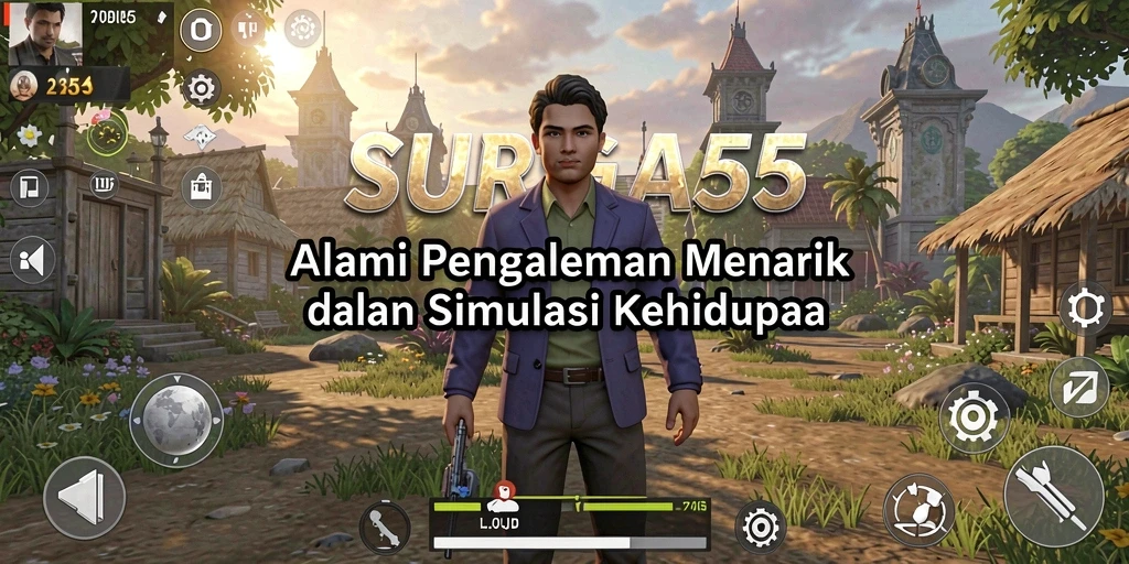 Screenshot utama SURGA55 menampilkan karakter dalam aksi dan grafik yang memukau.