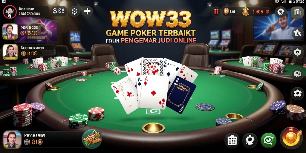 Tampilan gameplay utama WOW33 dengan suasana poker yang mendebarkan.